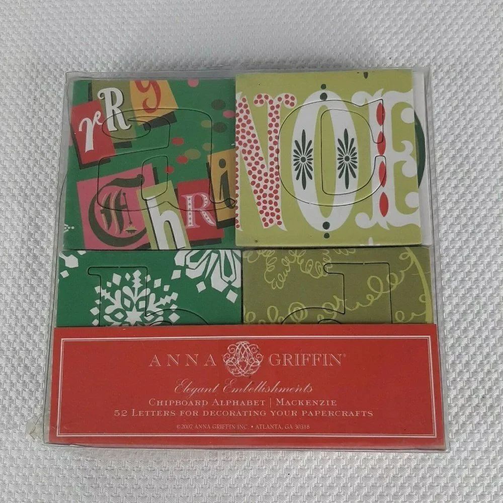 52pc Anna Griffin Mackenzie Chipboard Alphabet NEW Christmas 2007